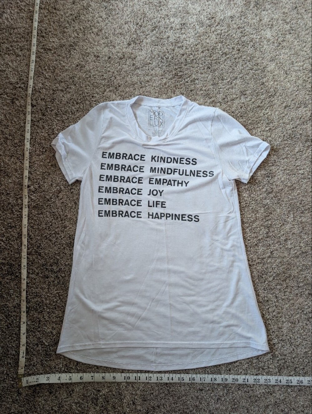 Modern Lux White Graphic Tee with Black Text